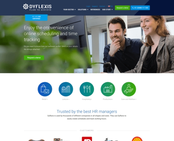 WordPress website Dyflexis - Homepagina
