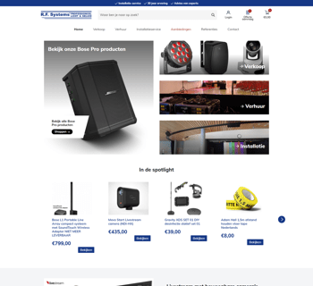 WooCommerce webshop R.F. Systems - Homepagina